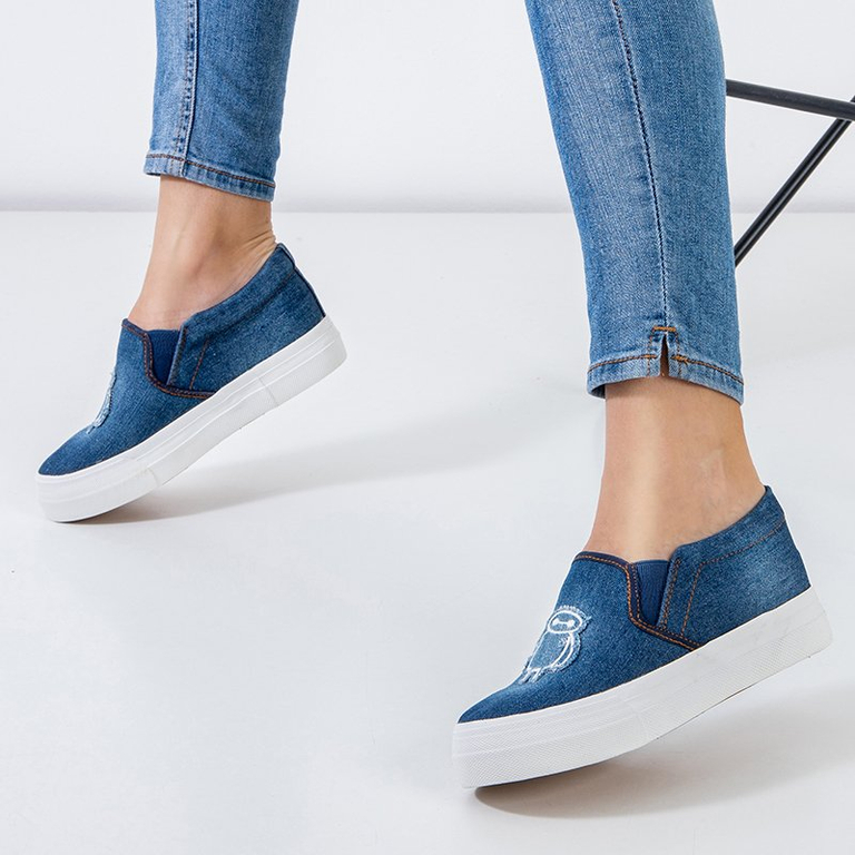 Tmavomodré dámske tenisky na platforme Boatik - Obuv