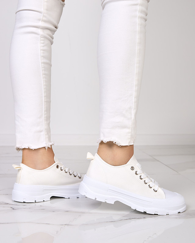 Biele a ecru dámske tenisky na vyššej podrážke Mytiko - Obuv