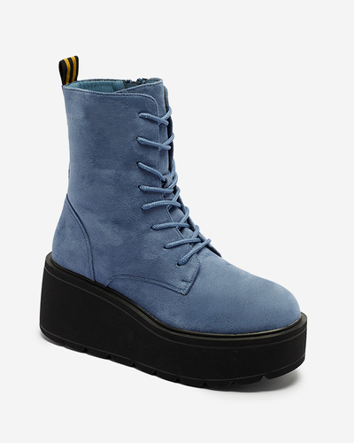 Modré čižmy na platforme Jeanne - Obuv