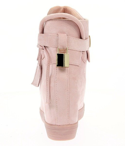 Różowe sneakersy na koturnie - Obuwie