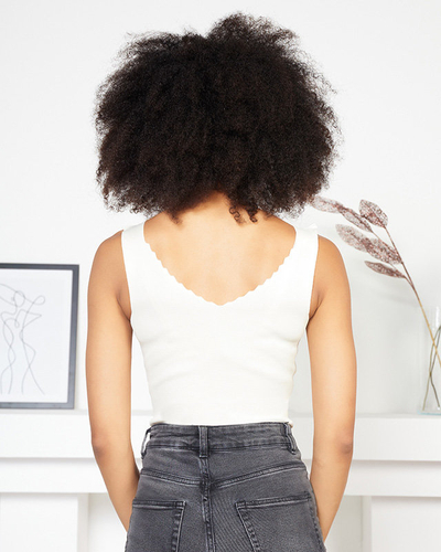 Dámsky krémový elastický top na traky - oblečenie