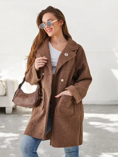 Royalfashion Ženský kabát pripomínajúci ovčiu kožu