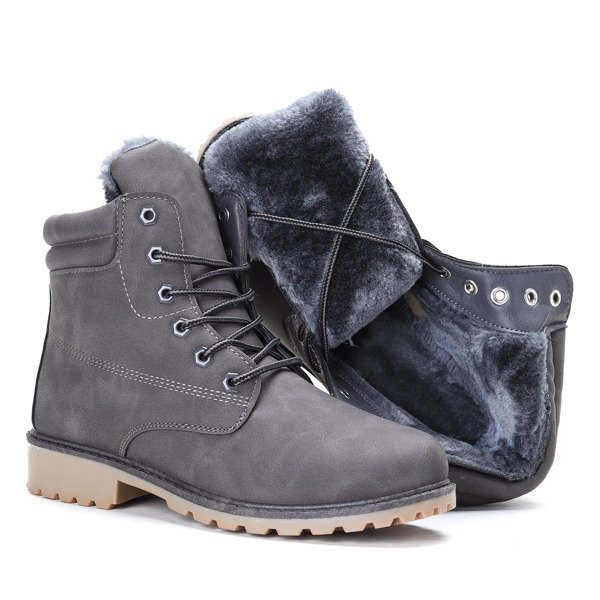 Szare, ocieplane trapery Maggie- Obuwie