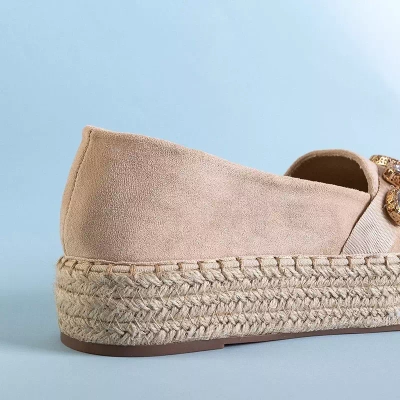 OUTLET Dámske béžové espadrilky s kryštálmi Erilla - Obuv