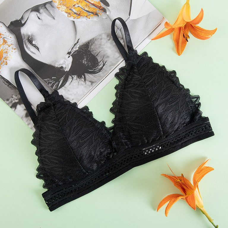 Dámska čierna čipkovaná podprsenka - Spodné prádlo