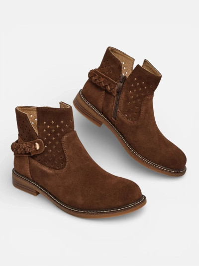 Ažurowe botki damskie ze skóry naturalnej Unimi