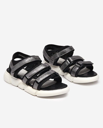 Dievčenské sandále so zapínaním na suchý zips v grafitovej farbe Mumin - Obuv