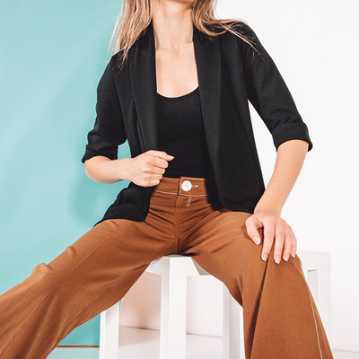 Dámsky čierny pelerína bez zapínania - Oblečenie