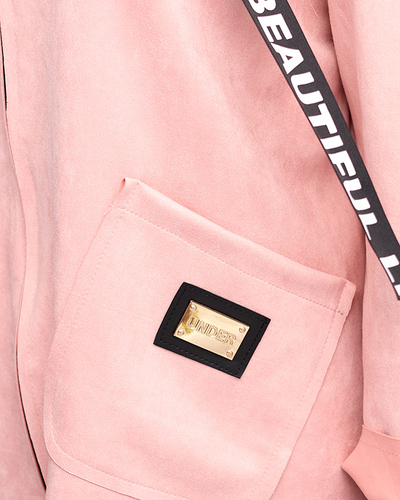 Dámska ružová eko semišová bunda - Oblečenie