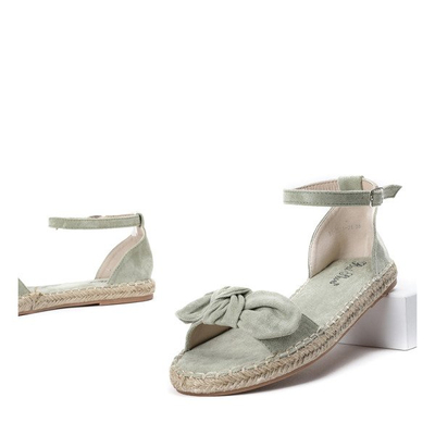 Zielone sandały z kokardką Ria - Obuwie