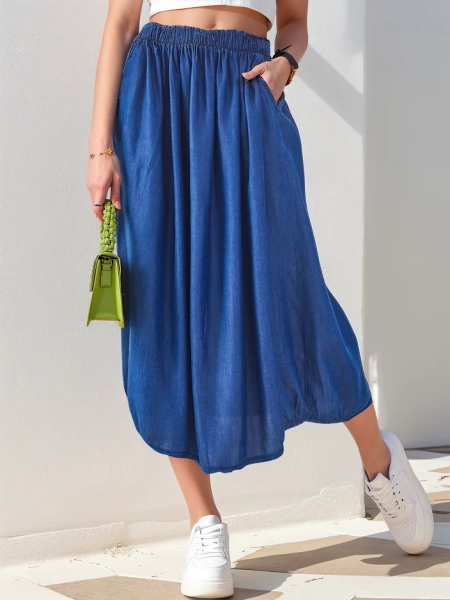 Royalfashion Dámska midi sukňa denimový štýl