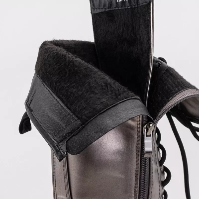 OUTLET Grafitové dámske čižmy so zaväzovaním Darikos - Obuv