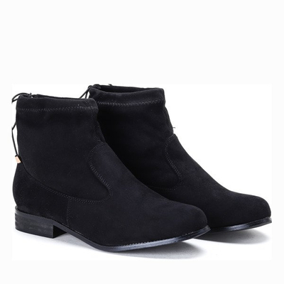 Czarne botki z eko - zamsz Antonia - Obuwie