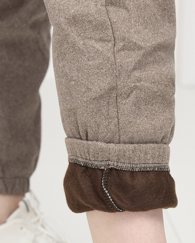 Svetlohnedá zateplená dámska mikina s nášivkou - Oblečenie