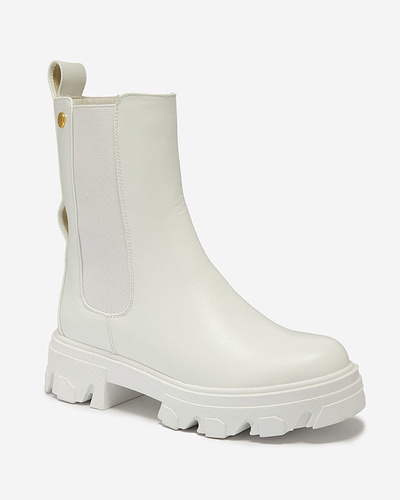 OUTLET Dámske vysoké čižmy v bielej farbe Vyvieva- Obuv