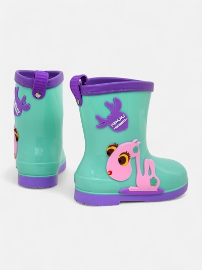 Royalfashion Detské gumové topánky s nášivkami Funny Time