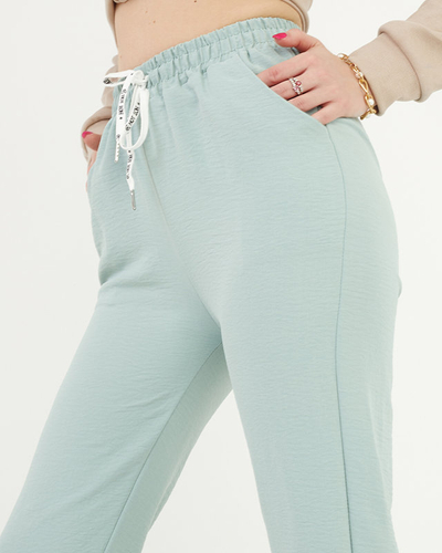 Dámske zelené látkové nohavice - Oblečenie