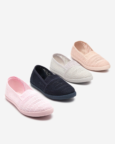 OUTLET Svetloružové detské slip on tenisky s prelamovaným zvrškom Qey-Shoes