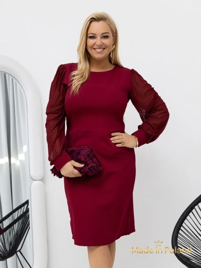 Elegantna ženska mini obleka z mrežastimi rokavi Evilla