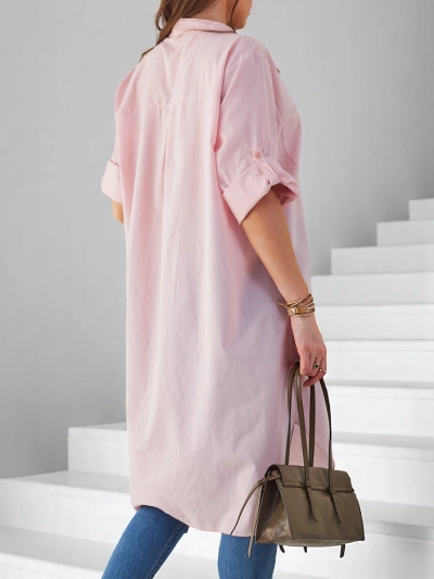 Royalfashion Bavlnená dlhá dámska oversized košeľa