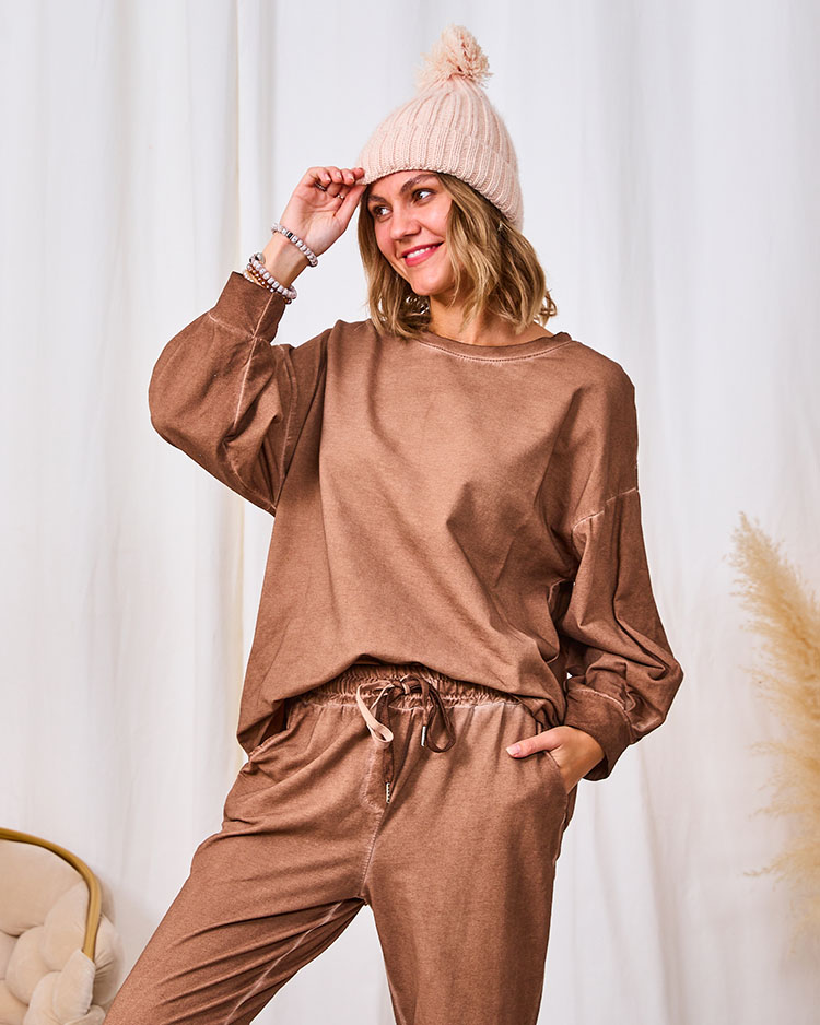 Royalfashion Dámska mikinová súprava Casual camel