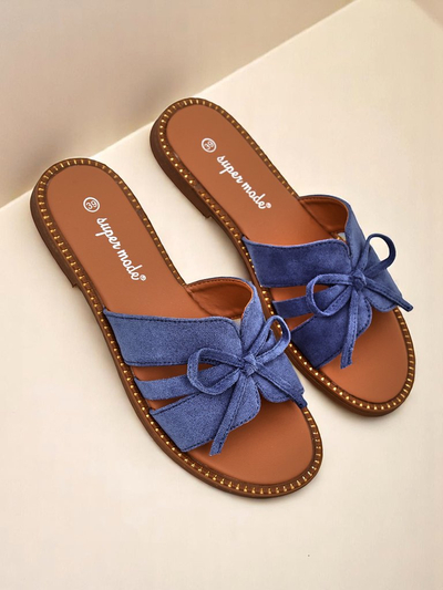 Royalfashion Dámske šľapky na plochej podrážke s mašľou Gerber