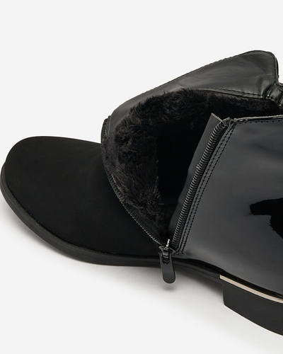 Royalfashion Čierne dámske čižmy so zirkónmi Overlissa