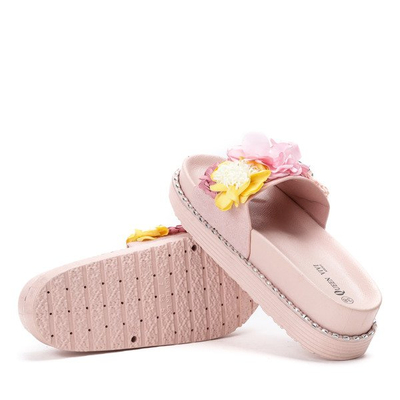 Růžové žabky na platformě s květinami Susana - Obuv 1