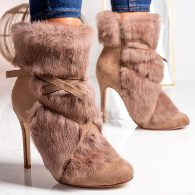 Botki na szpilce w kolorze khaki Pelage - Obuwie