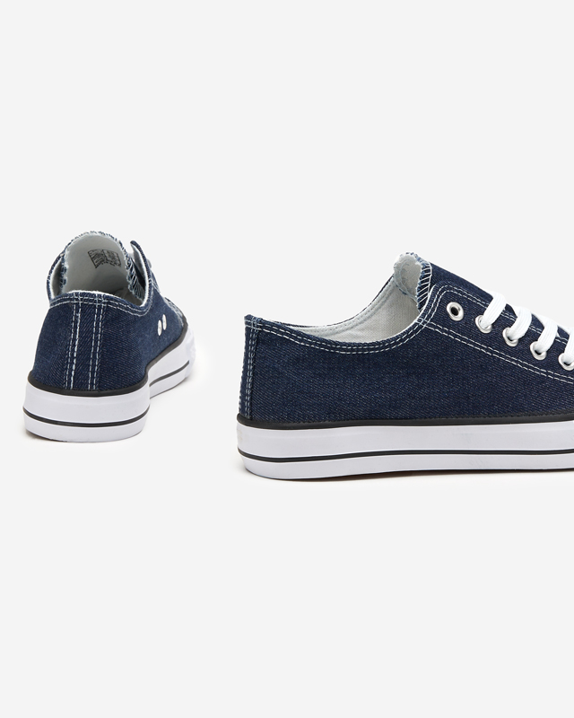 OUTLET Tmavo modré dámske tenisky a'la džínsy Shah - Obuv