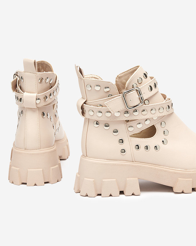 Dámske béžové čižmy na hrubšej podrážke Alaros- Shoes
