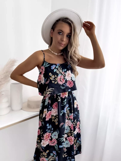 Dámske vzorované šaty a'la hiszpanka v čiernej farbe- Oblečenie