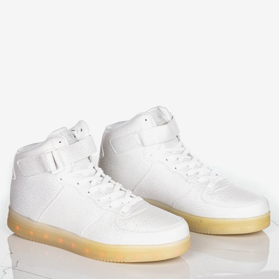 Strieborné dámske žiariace dievčenské tenisky - obuv