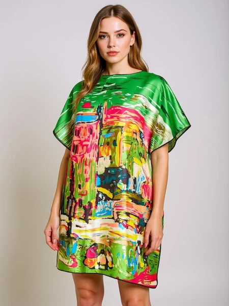 Pareo Athenia Verde by Royalfashion – pisana poliestrska obleka do kolen