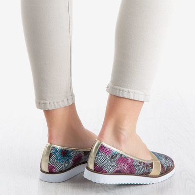 Dámske viacfarebné baleríny so zlatou povrchovou úpravou Nasulsha - Obuv