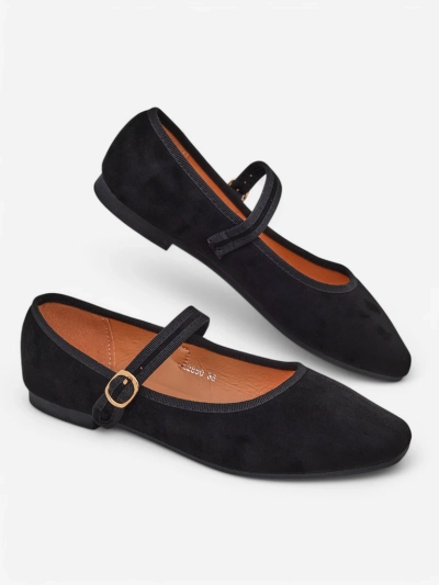 Royalfashion Dámske baleríny z ekologickej semišovej kože s popruhom Ernie