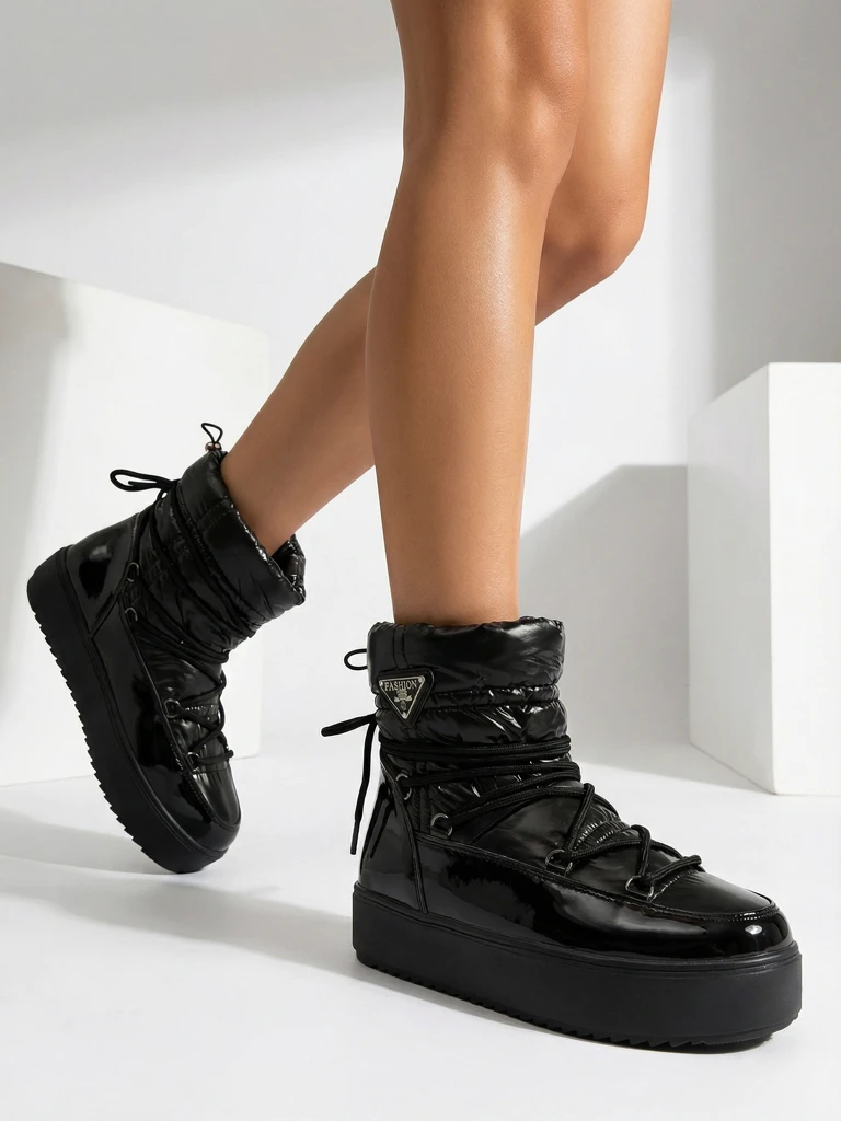 Royalfashion Dámske slip-on čižmy a'la snow boots v čiernej farbe Vevnose