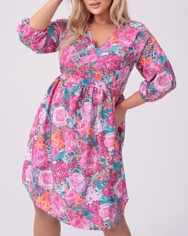 Royalfashion Dámske šaty po kolená s potlačou PLUS SIZE