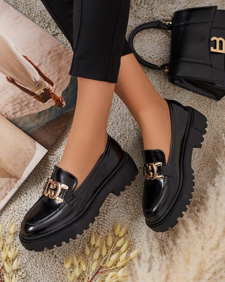 Royalfashion Dámske lakované mokasíny Bevevra