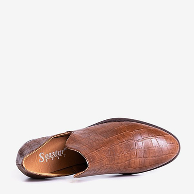 Hnedé topánky z hadej kože s výrezmi Piksen - Obuv