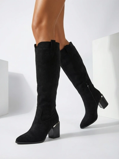 Ženski eko semiš škornji s peto Ferrevi