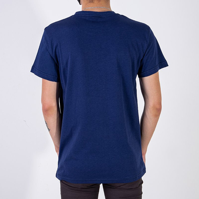 Pánske tmavomodré bavlnené tričko - Oblečenie