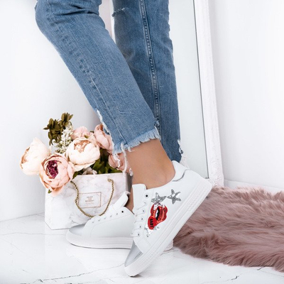 Białe tenisówki z cekinami Aaliyah - Obuwie