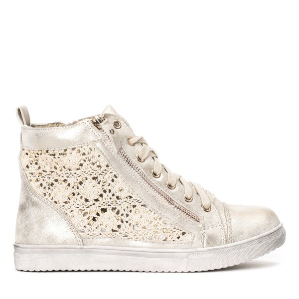 Złote trampki z ozdobami Ardara - Obuwie