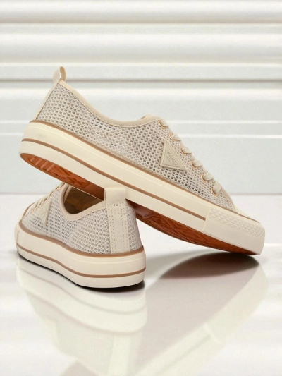 Aurelia Beige - ženske tekstilne superge z ravnim podplatom 3 cm