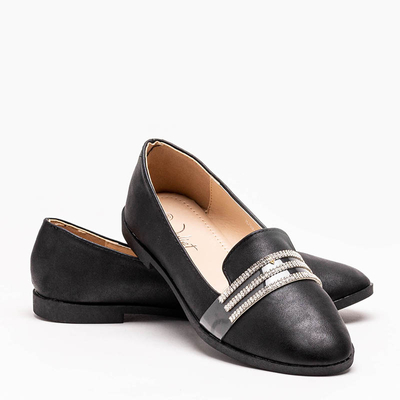 Čierne dámske mokasíny s kubickými zirkónmi Kremssa - Obuv