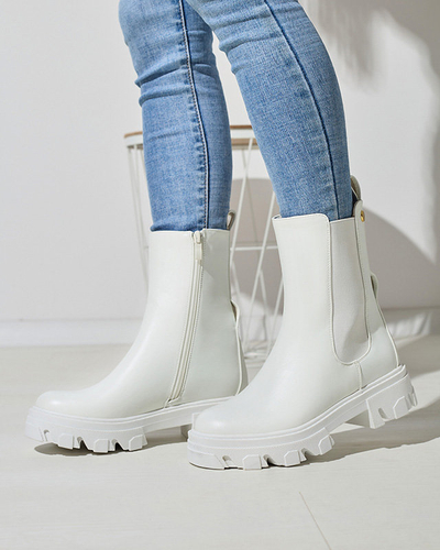 OUTLET Dámske vysoké čižmy v bielej farbe Vyvieva- Obuv