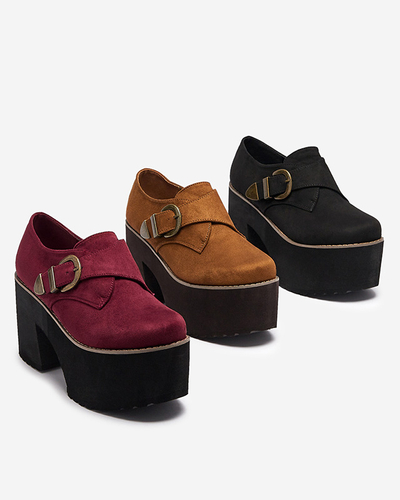 Bordové dámske poltopánky na vysokom podpätku Kiacca- Obuv