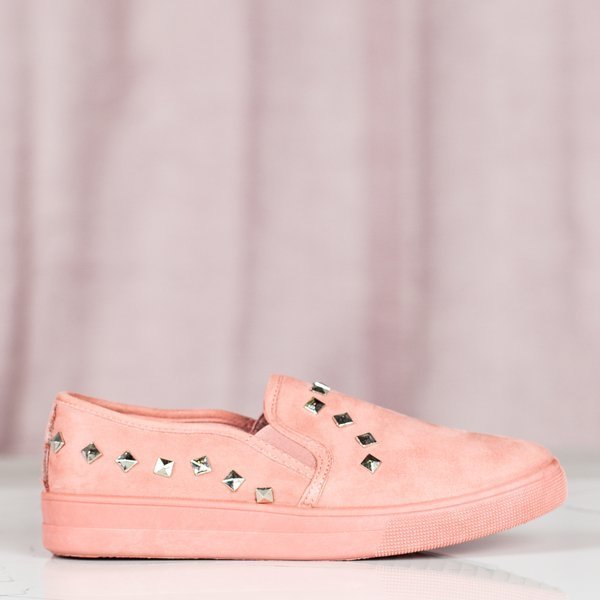 Růžové nazouváky s cvočky Poliana - Obuv