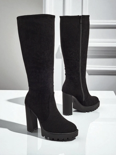 Ženski eko semiš škornji s stebričasto peto GaleNest